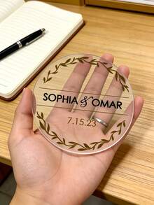 1pc Custom Valentine's Day Acrylic Coaster, Personalized With Text, Ideal For Daily Use And Romantic Gifts - Multicolor - View 5