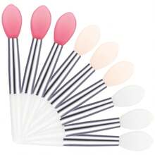 9pcs Reusable Silicone Lip & Eye Makeup Applicator Set For Balm, Lipstick & Cream Masks - Màu hồng và đỏ trong suốt - Xem 1