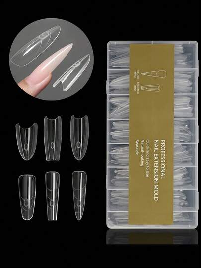 240pcs/Box Sandwich Nail Forms Dual-Color Almond Shaped Nail Extension Tips, 15 Sizes DIY Nail Art Extension