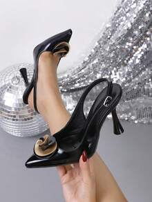Women's Fashionable Sexy Pointed Toe High Heels - Black - View 1
