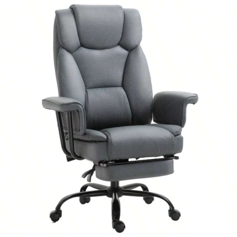 Ergonomic Reclining Office Chair, Folds 150°, With Headrest, Height Adjustable Up To 135 Kg, Grey - Grey - View 1