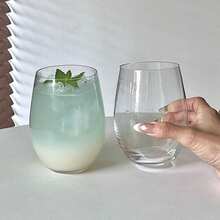 2个圆肚形玻璃杯，鸡尾酒/香槟杯，饮料杯，可清洗玻璃杯 - 透明 - 查看 5