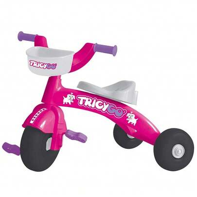 OISE ART STORE Triciclo Bici Scooter 3 Ruote Con Pedali Bambina Baby Tricygo' Cagnolino Fucsia -