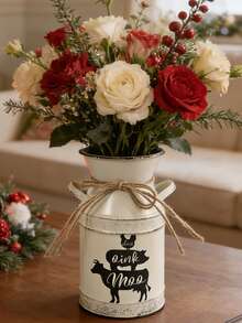 White Vase. Suitable For Bright Sunflower Bouquets, Paired With Succulents And Placed On A Wooden Windowsill, Using Natural Light To Create A Fresh And Lively Rustic Corner In The Home. - White Double-eared Pot - View 6