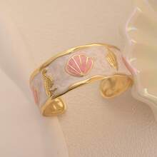 1件不锈钢手链，饰有滴油贝壳图案，不褪色，时尚、优雅、简约，适合女性日常佩戴。 - 38號手鐲 - 查看 4