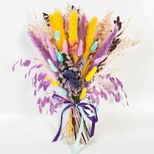 新娘捧花，干花，天然蒲苇，兔尾草，满天星，尤加利，波西米亚风室内花艺摆设，秋季家居农舍感恩节餐桌装饰，秋季婚礼装饰，春季情人节母亲节婚礼装饰 - YH024 - 查看 2