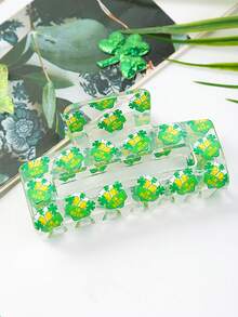 3个三叶草形状PVC发夹，8厘米长方形，绿色 - 彩色 - 查看 2