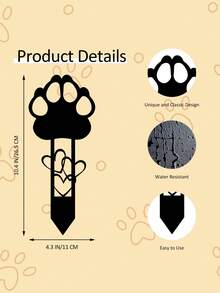 1pc Metal Monument Gravestone, Pet Memorial, Dog Paw Sympathy Tombstone, Dog Cemetery, Gardening Memorial Metal Gravestone, Waterproof Gardening Cemetery Decor - Multicolor - View 6