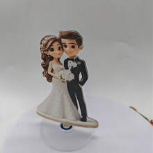 1个360°旋转新郎新娘婚礼装饰摆件 - 优雅婚纱设计，耐用塑料材质，适用于室内/室外婚礼、周年纪念、情人节装饰 | 时尚底座，婚礼装饰配件，2D平面 - 彩色 - 查看 7