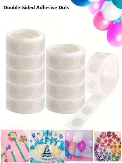 透明胶点胶带，双面胶点，透明气球胶点，可移除胶点，每卷100个胶点，可移动，双面胶点，直径12毫米，适用于剪贴簿、派对、婚礼、气球装饰