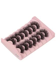 7对装全套假睫毛，俄式假睫毛，D卷翘仿貂毛，猫眼妆假睫毛，自然浓密假睫毛，丰盈睫毛嫁接，旅行必备化妆工具假睫毛，睫毛，假睫毛 - 黑色 - 查看 3