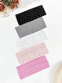 5条装女士休闲柔软吸水水钻针织罗纹运动发带，适合室内健身、户外运动、服装搭配、装饰，百搭时尚发饰，女士发带夏季穿搭 - 彩色 - 查看 9