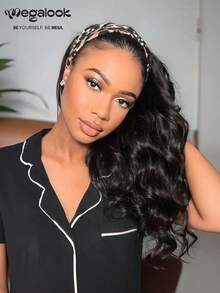 MEGALOOK 这款水波纹半头假发，100%真人发丝，180%密度，三合一无缝翻转式半头假发，带抽绳，隐形发际线，无需胶水，即戴即走，适合初学者，26英寸自然色，升级版发箍假发 - 自然逼真，适合日常佩戴，也适合办公室、僵尸新娘、万圣节、派对、Y2K、坏女孩、度假、户外角色扮演、校园、学校假期、圣诞节、派对、婚礼、节日等场合。 - SNatural - 查看 5