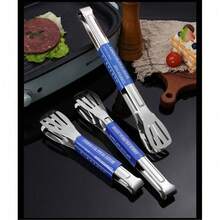 1pc Household Stainless Steel Food Clip Three-Line Hollow Polished Buffet/Baking/Kitchen Graduation/Father's Day Practical - Multicolor - View 4