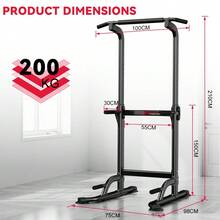Height-Adjustable Power Tower Dip Station With Pull-Up Bar, Freestanding Multifunctional Strength Training Station For The Home Gym - 黑色 - 查看 1