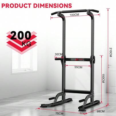 GartistGo Estación de inmersión Power Tower de altura ajustable con barra de dominadas, estación de entrenamiento de fuerza multifuncional independiente para el gimnasio en casa