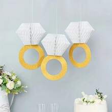 3pcs Wedding Party Rhinestone Ring Honeycomb Balls, Wedding Decor Honeycomb Balls, Bachelorette Party Decor, Holiday Party Decor, Wedding Scene Decor, Engagement Anniversary, Valentine's Day Party, Romantic Party Decor, Suitable For Outdoor Garden Decor, Indoor Ceiling Decor, Wall Decor, Room Decor, Living Room Decor, Art Decor, Classroom Decor, Office Decor, New Year Decor, Valentine's Day Decor, Celebration Supplies, Classroom Supplies, Home Decor, Seasonal Holiday Hanging Decorations - Multicolor - View 8