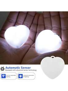 USB充电迷你心形触摸感应夜灯 - 自动感应包包灯，柔和灯光，护眼照明，便携式旅行钥匙扣挂件，浪漫珍贵的情人节礼物，适合居家、办公或旅行，现代设计，USB充电，电池供电，心形灯，办公照明，简约设计，耐用塑料 - 彩色 - 查看 8