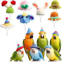 Gorro de loro tejido hecho a mano, divertido sombrero de loro y rana, traje de Animal PEQUEÑO, traje con correa ajustable para la barbilla, sombrero de serpiente, bonito sombrero pequeño para mascota MTFL - 17 - Ver 1