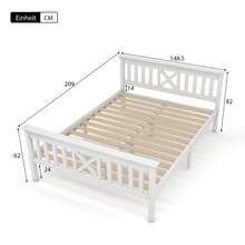 Double Bed, Bed Frame With Rusted Wooden Base - 140 X 200 Cm, Solid Pine, Junior Bed, White - White - View 10