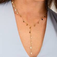 Necklace With Teardrop Pendant And Charm, Costume Jewelry, 18k Gold Or 925 Silver. - 銀色 - 查看 2