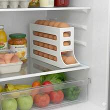 Refrigerator Egg Holder, 4 Tiers, Holds 30 Eggs, Automatic Support - 白色 - 查看 2