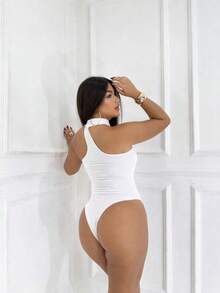 Strapless Bodysuit With High Neck, Shaping, Suspended Neckline, Versatile With Padded Cups - 白色 - 查看 2