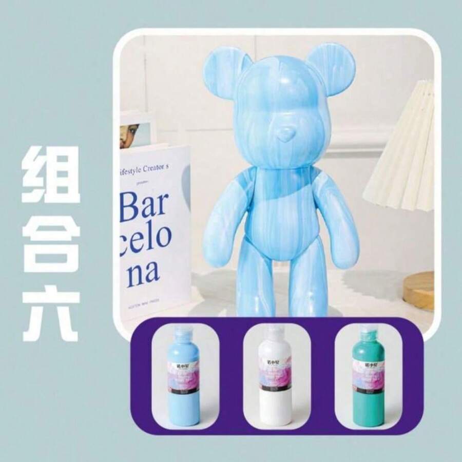Figura creativa tipo oso, ideal para arte y decoración. Incluye pigmentos líquidos para crear efectos marmoleados únicos y personalizarla a tu estilo. Perfecta como actividad, regalo original o pieza decorativa moderna. Viene con accesorios completos para una experiencia fácil y divertida. - Celeste - Ver 1