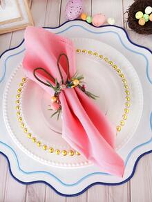 4 Stück Oster-Servietten-Ringe mit geflochtenem Hasen-Ohr, Ei-Servietten-Halter, für Oster-Tischdekoration Servietten-Ringe - Verschiedenfarbig - Übersicht 1