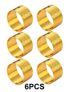 2pcs Gold Patterned Round Napkin Rings, Suitable For Hotel, Living Room, Dining Table Setting - Gold - View 10