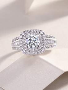 Nhẫn Moissanite bạc 925 cao cấp dành cho nữ, không gây dị ứng, thích hợp làm nhẫn đính hôn/cưới, quà tặng ngày Valentine/sinh nhật, hộp quà chống oxy hóa. - nhẫn - Xem 8