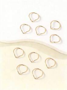 10 件套简约金属圆形趾环，百搭时尚脚部珠宝，适合海滩派对、服装配饰 - 彩色 - 查看 6