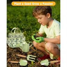 Seedypop Gardening Tool Set Toys - 8 Pieces Quality Garden Kit For Toddlers With Shovels Rake Watering Can Hat Apron Gloves Storage Bag GreenChildren's Growth Games, Fun And Joyful, Essential For Childhood - Green - View 5