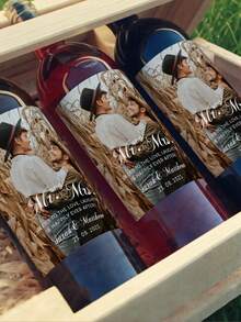 1件客製化紅酒瓶標籤，個性化照片與文字紅酒瓶標籤，客製化紅酒標籤，個性化婚禮紅酒標籤，烈酒禮物，婚禮、週年標籤，生日標籤，裝飾紅酒瓶，訂婚禮物，情侶訂婚禮物，新娘禮物，適用於婚禮、週年、畢業、父親節、海灘度假、聖誕節 - 彩色 - 查看 2