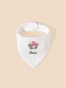 1pc Customized Text & Pattern Baby Bib, Absorbent Soft Drool Bandana, Personalized Baby Gift - Multicolor - View 7