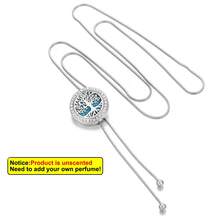 New Zirconia Flower Tree Of Life Aromatherapy Necklace Diffuser Pendant Long Tassel Necklaces Rhinestone Perfume Open Locket Pendants Necklaces Adjustable Size Women Sweater Chain Tassel Necklace DIY Accessories Gift - Round - View 15