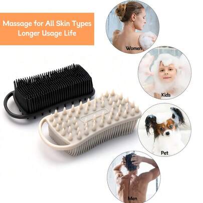 Dual Sided Silicone Body Scrubber For Exfoliating, Shower&Scalp Massage, 2 In 1 Bath&Shampoo Brush,Soft Body Exfoliator Silicone Loofah Shower Scrubber Brush For All Kinds Of Skin,Valentine's Day Gifts For Girlfriends, Wives, Boyfriends, And Husbands