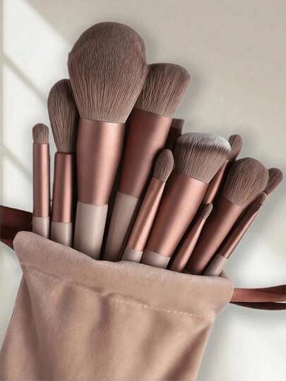 13pcs Makeup Brush Set, Including Makeup Sponge, Blush Brush, Foundation Brush, Eyeshadow Brush, Contour Brush, Eye Makeup Brush, Soft Hair Makeup Brush, Blush Brush, Professional Makeup Brush, Women Makeup Brush