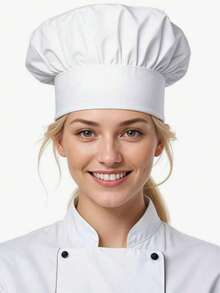 1pc Plain Pleated Chef Hat, For Hotel Kitchen, Bakery, Back-Of-House - A - View 6