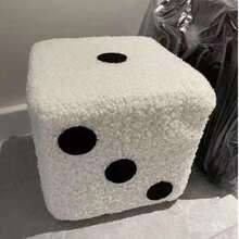 Dice Stool, Solid Wood Dice Footstool, Creative Living Room Sofa Footrest, Children's Entryway Shoe Changing Bench, Removable & Washable - Multicolor - View 4