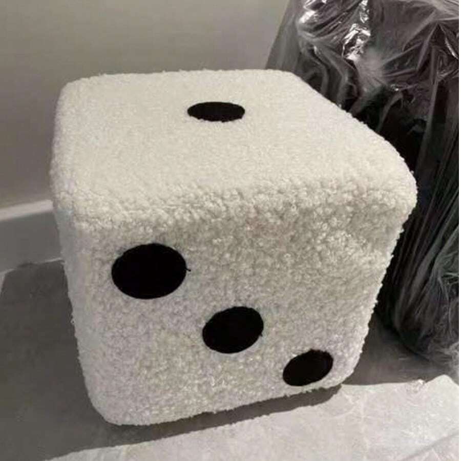 Dice Stool, Solid Wood Dice Footstool, Creative Living Room Sofa Footrest, Children's Entryway Shoe Changing Bench, Removable & Washable - Multicolor - View 1