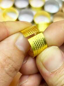 10pcs Adjustable Thimble Rings, Open Design Metal Finger Protectors, Gold & Silver Colors, Essential For Sewing, Embroidery, Leathercraft, DIY Handcraft, Great Gift For Crafters - 10 Thimbles - View 5