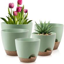 GARDIFE 7/6.5/6/5.5/5 Inch Self-Watering Planter Pots With Drainage Holes, Plastic Flower Pots, Suitable For All House Plants, Succulents, Snake Plants, African Violets, Flowers (Black, White) - A - View 5