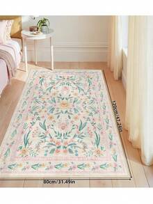 Thảm trải sàn màu hồng cổ điển phong cách Boho sang trọng, mềm mại và bông xốp, chống trơn trượt và có thể giặt máy, bề mặt nhung + lớp lót TPR, phù hợp cho phòng khách, phòng ngủ, hành lang, thiết kế cung điện Ba Tư thanh lịch với các yếu tố Baroque, thảm trong nhà | Đế chống trơn trượt - Màu Hồng baby - Xem 4