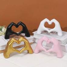 1件 手勢桌面雕塑心形裝飾品，骷髏情侶雕像，創意婚禮居家桌面裝飾，心形手掌小雕塑，適用於客廳、書架、咖啡桌中心裝飾，居家裝飾、臥室裝飾、辦公室與學生理想之選 - 彩色 - 查看 5