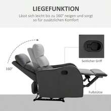 Swivel Reclining Chair With Rocking And Tilting Function, Featuring A Microfiber Cup Holder, Ideal For The Living Room And Relaxation. - Dark Grey - View 4