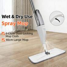 A Household Mop With A Spray Function, Featuring Three Replaceable Cleaning Cloths And 360-Degree Flexible Cleaning - Suitable For Living Rooms, Bedrooms, Kitchens, And Bathrooms - One mop + three mop cloths - 查看 1