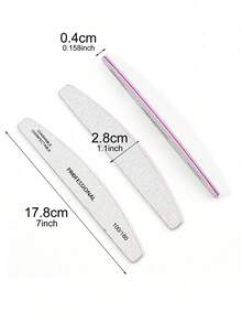 15pcs/20pcs Half Moon Shaped Professional Nail File With 100/180, 180/240 Grit Nail File Strips - Multicolor - View 8