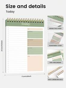 Trees 1pc B5 Size 365 Days Undated To-Do List Planner Notebook, With Checkboxes To Mark Task Priority And Notes, For Work, Home, Study, Desktop Decor, Halloween Gift - Fresh Green - View 6