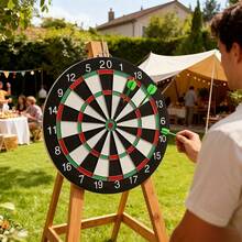 17-Inch Dart Board Set With 6 Darts, Durable EVA Material, Suitable Indoor/Outdoor Use, Family Gatherings & Casual Games - Black - View 3